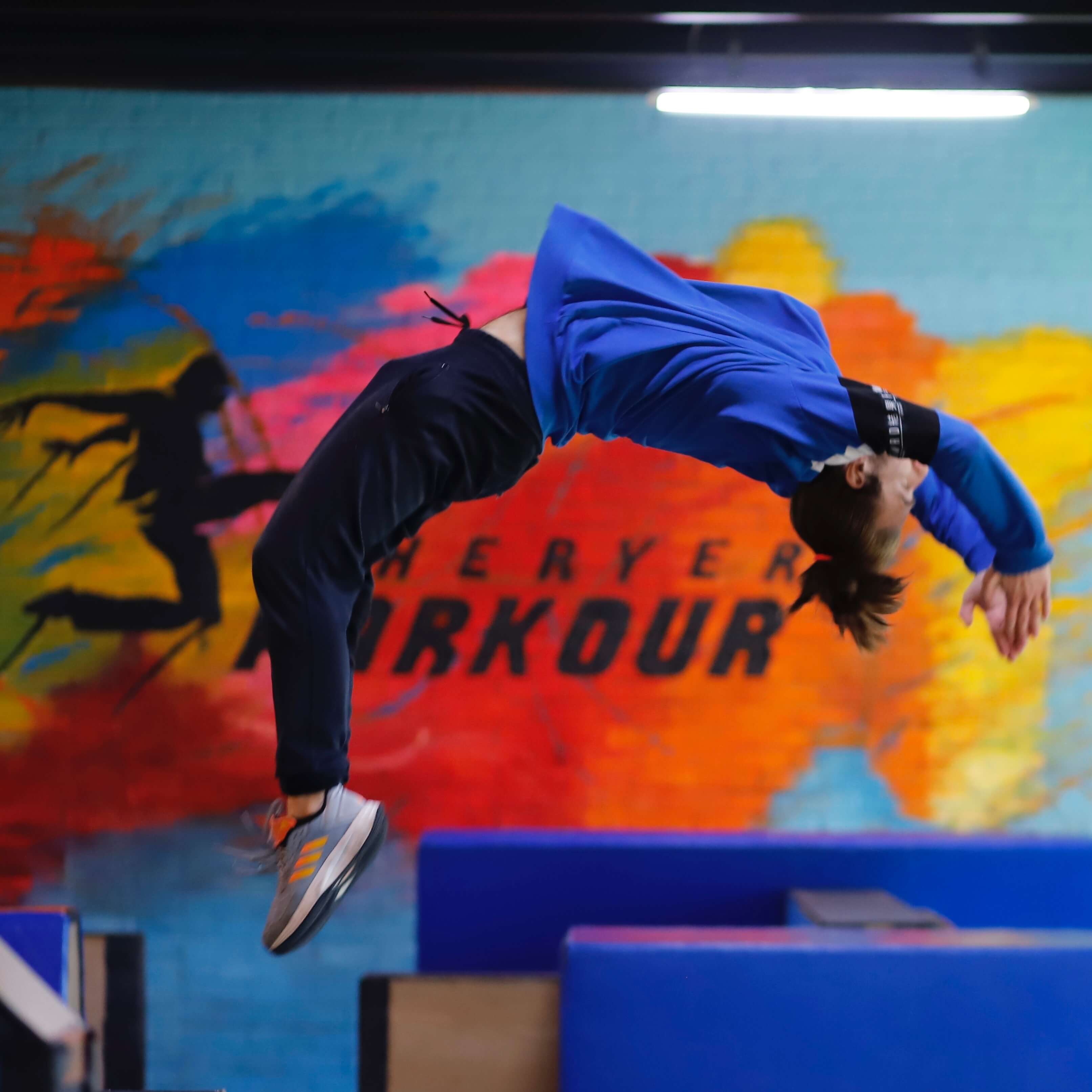 HerYerParkour adult gymnastics classes — flexibility and strength training