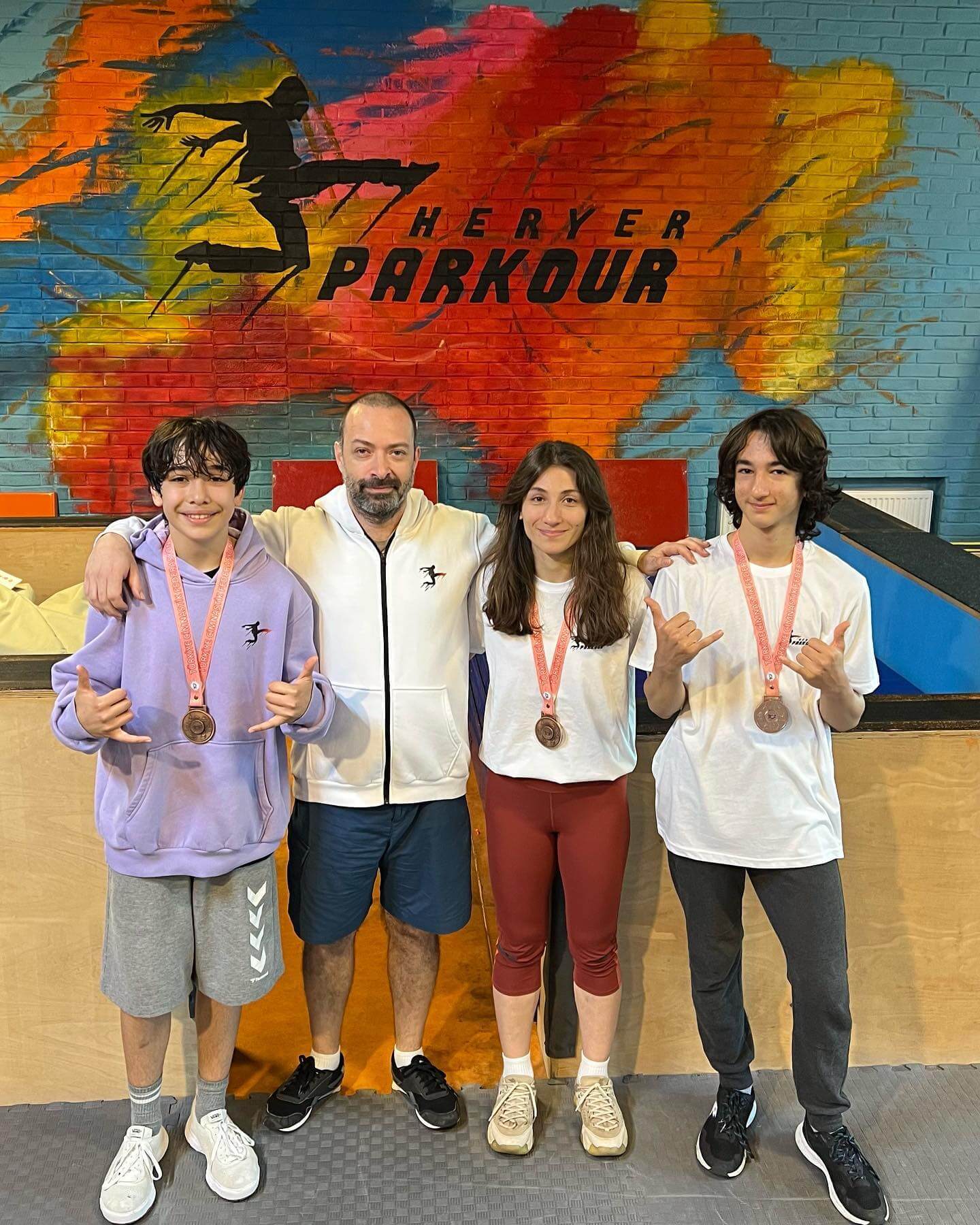 Parkour national team athletes at HerYerParkour facility